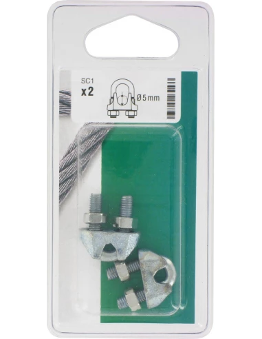 Serre-cable à étrier acier 5mm - 2 pièces