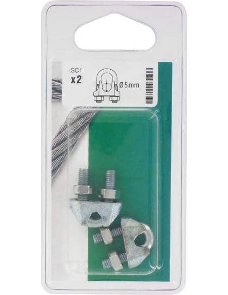 Serre-cable à étrier acier 5mm - 2 pièces