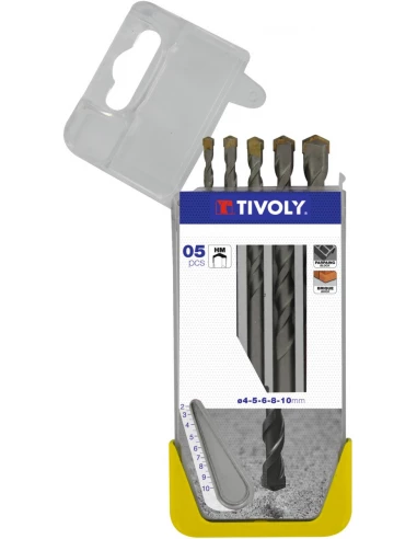 Coffret forets béton carbure usage fréquent 5 forets 4- 5 - 6 - 8 - 10