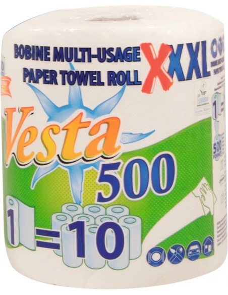 Essuie-tout 500 feuilles 19 x 19,6cm ECOLABEL