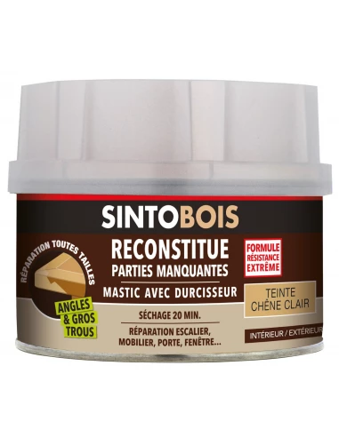 Sintobois mastic à bois avec durcisseur boîte 500 ml / 550 g chêne clair