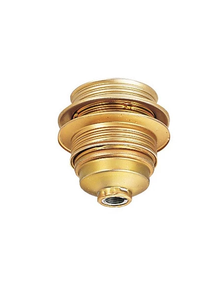 Douille e27 acier laitonné v raccord ø 10 mm filetée + 2 bagues ø 54 mm