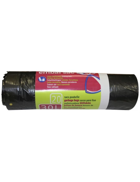 Sac poubelle à lien coulissant 30 l h 65 x l 50 cm - 21 microns
