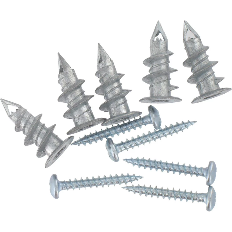 Cheville autoperceuse métallique avec vis 15 x 29 par 5 pièces