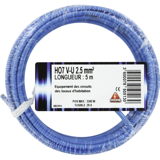 H07 v-u 2,5 mm² 5 bleu