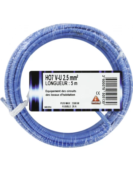 H07 v-u 2,5 mm² 5 bleu