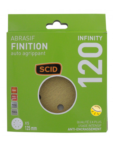 Disque Abrasif SCID Infinity G120 Ponçage Fin Multi-matériaux D125mm - SCID