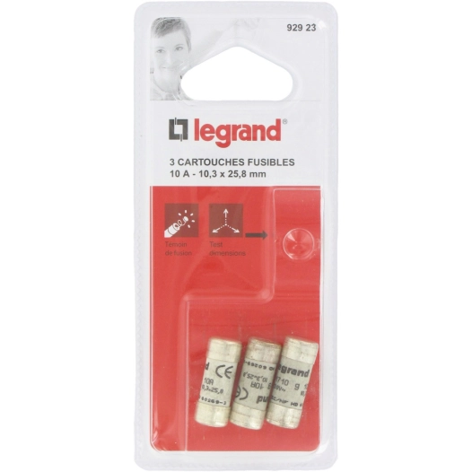 Cartouche domestique à voyant avec témoin de fusion 10 25,8 x 10,3 3