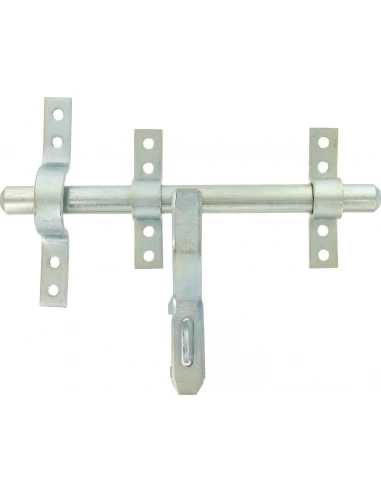 Verrou vervelle renforcé zingué avec pattes et porte-cadenas 16
