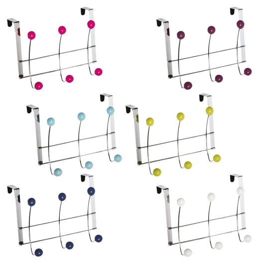 Patère de porte coloris assortis 6 têtes