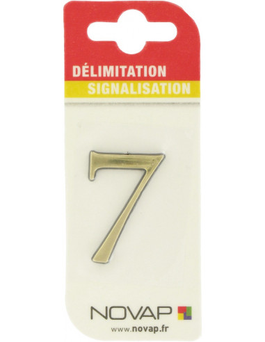 Chiffre Adhésif Relief Or 7 Numéro de porte adhésif 3D doré - Novap