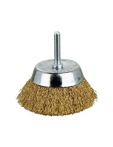 Brosse conique fils acier laitonné ondulés 75 4500