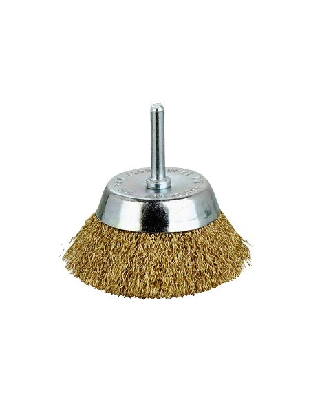 Brosse conique fils acier laitonné ondulés 75 4500