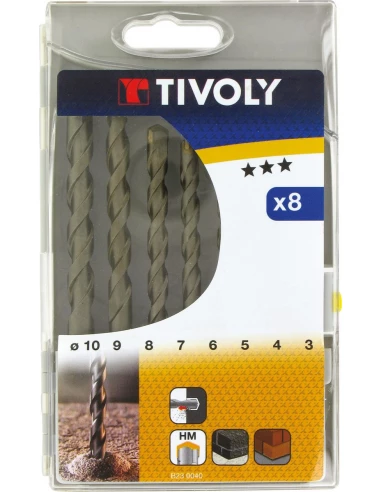 Coffret forets béton carbure usage fréquent 8 forets 3 - 4 - 5 - 6 - 7 - 8 - 9 - 10