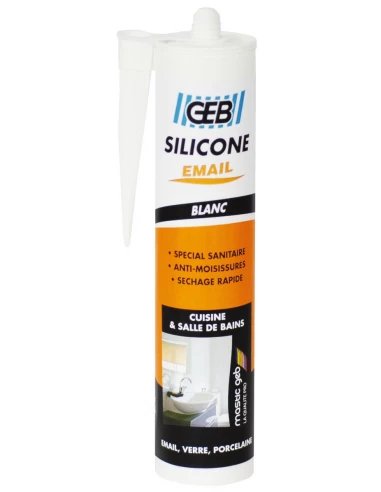 Mastic silicone surface émaillée cartouche 250 ml blanc - GEB