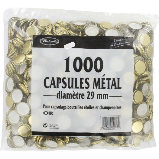 Capsule bouteille champenoise or sans opercule 1000 pièces - 29mm - DUHALLE
