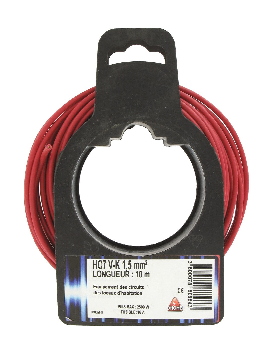 HO7V-K 1.5 MM² Rouge  HO7VK fil électrique souple industriel en ligne