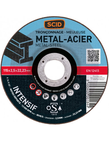 Disque à tronçonner usage fréquent métaux  ø (mm) 115 - 3493420001844 - SCID - 869826