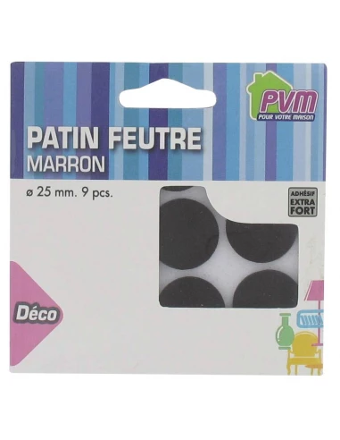 Patin feutre marron adhésif rond ø 25 dim (mm) 9 pce(s)