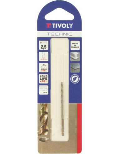 Forets Métaux Tivoly SLR 2,5mm Perçage précis métaux - Tivoly