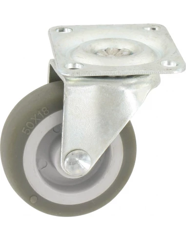 Roulette mini roll à platine pivotante roue plastex gris 62 x 50