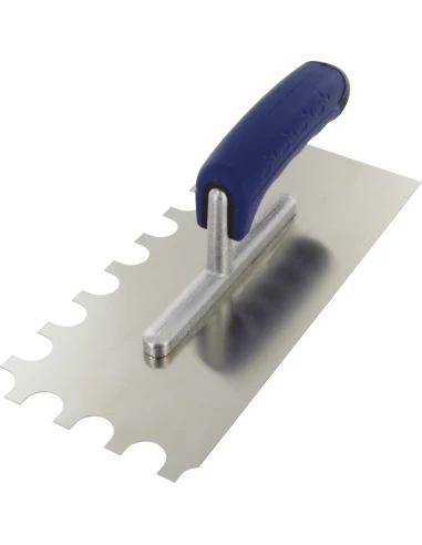 Platoir lame acier inoxydable dentée sur deux cotés denture demi-ronde 20 x 10 x 15