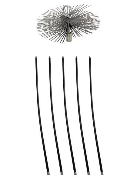 Kit de ramonage tête nylon 250mm - 5 cannes