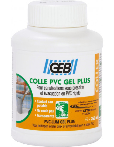 Colle PVC Gel Plus GEB 250ml Thixotrope, haute résistance - GEB
