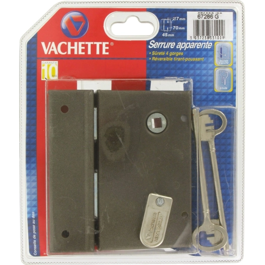 Serrure de sûreté verticale à fouillot 8 gorges gauche