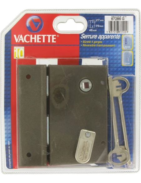 Serrure de sûreté verticale à fouillot 8 gorges gauche