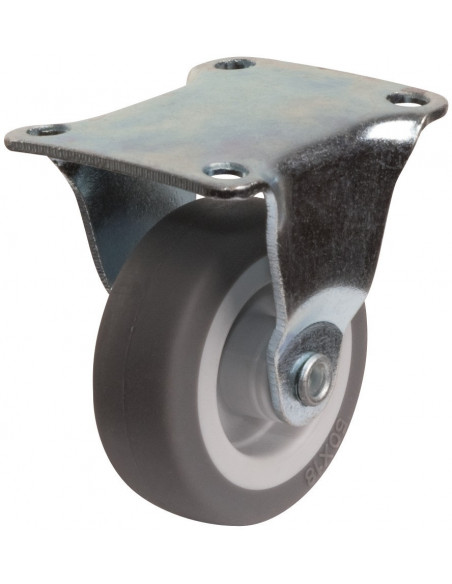 Roulette mini roll à platine fixe roue plastex gris 62 x 50 20