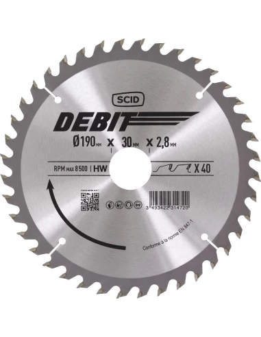 Lame au carbure pour scie circulaire ø 190 mm 40 30 2,8