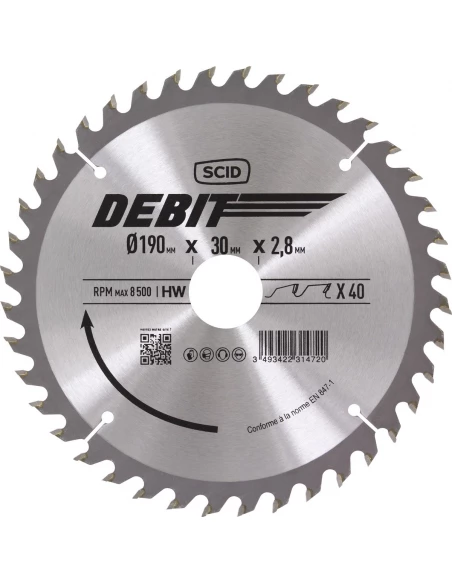 Lame au carbure pour scie circulaire ø 190 mm 40 30 2,8