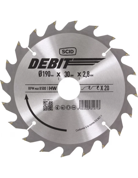 Lame au carbure pour scie circulaire ø 190 mm 20 30 2,8