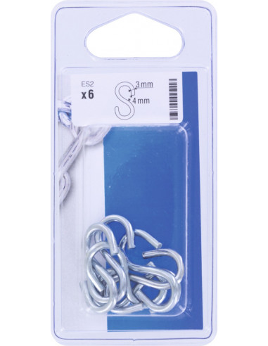 Crochet en S Égal Chapuis ES2 - Ouverture 3,0mm - Lot de 6