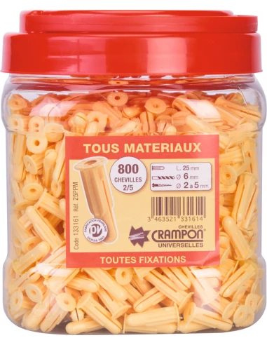 Cheville crampon® ø 6 x l 25 mm 800 beige 2 à 5 mm