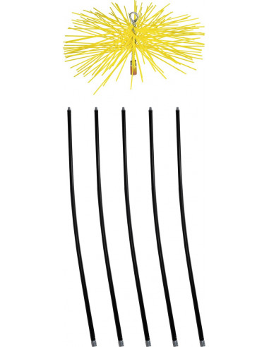Kit de ramonage tête nylon 200mm - 5 cannes