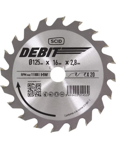 Lame au carbure pour scie circulaire ø 125 mm 20 16 2,8