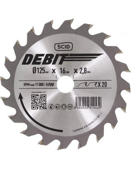 Lame au carbure pour scie circulaire ø 125 mm 20 16 2,8