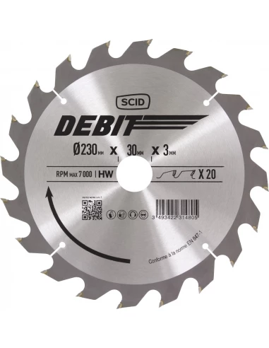 Lame au carbure pour scie circulaire ø 230 mm 20 30 3