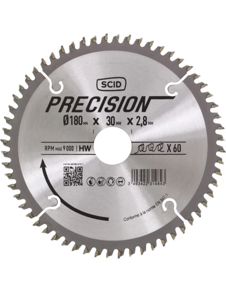 Lame au carbure pour scie circulaire coupe fine ø 180 mm 60 30 2,8