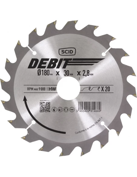 Lame au carbure pour scie circulaire ø 180 mm 20 30 2,8