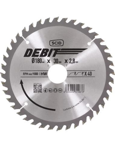 Lame au carbure pour scie circulaire ø 180 mm 40 dents alésage 30 - SCID