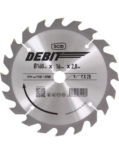 Lame au carbure pour scie circulaire ø 160 mm 20 16 2,8