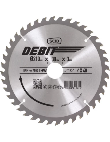 Lame au carbure pour scie circulaire ø 210 mm 40 30 3