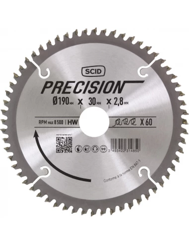 Lame au carbure pour scie circulaire coupe fine ø 190 mm 60 30 2,8