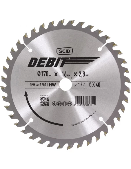 Lame au carbure pour scie circulaire ø 170 mm 40 16 2,8