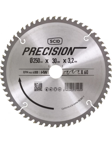 Lame denture alternée pour machines stationnaires ø 250 mm 60 30 3,2