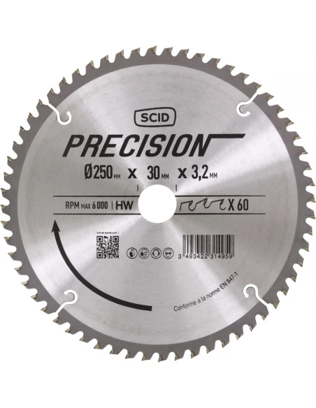 Lame denture alternée pour machines stationnaires ø 250 mm 60 30 3,2