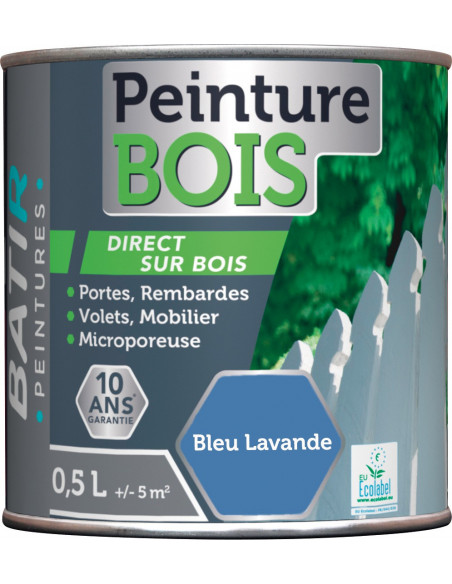 Peinture Bois 0.5 litre bleu lavande - BATIR